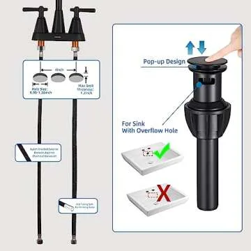 Matte Black Bathroom Sink Faucet by SBOSBO for 3 Hole Sinks