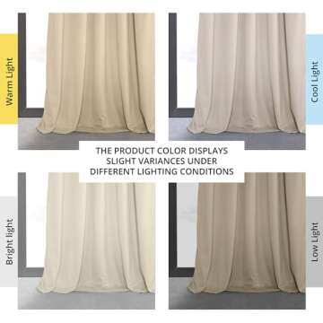 HPD Half Price Drapes Velvet Blackout Curtains/Drapes - 108 Inches Long 1 Panel Blackout Curtain Signature Pleated for Living Room & Bedroom - 25W X 108L, Ecru