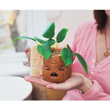 Silver Buffalo Harry Potter Mandrake Face Decorative Artificial Faux Greenery Plant in Ceramic