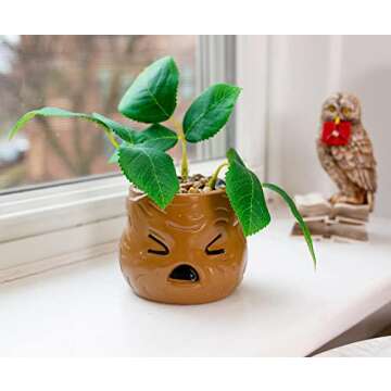 Silver Buffalo Harry Potter Mandrake Face Decorative Artificial Faux Greenery Plant in Ceramic