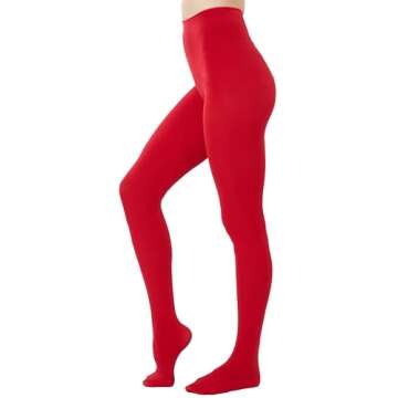 CozyWow Women's 80D Soft Solid Color Semi Opaque Footed Tights High Waist Womens Tights(L-XL, Red)