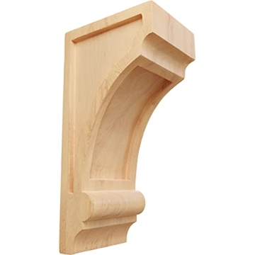 Elegant Handcrafted Ekena Millwork Wood Corbels, 4"W x 5"D x 10"H in Red Oak