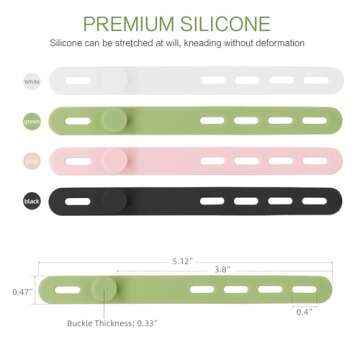 Donruby 24Pcs Silicone Cable Ties - High Elasticity, Multi-Purpose Cord Organizer with Buckle Design