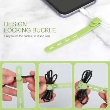 Donruby Silicone Cable Ties - Reusable & Adjustable for All Cables