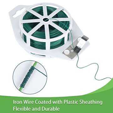 Tenn Well Green Floral Wire, 328 Feet 22 Gauge Soft Craft Florist Wire with Built-in Cutter for Flow...