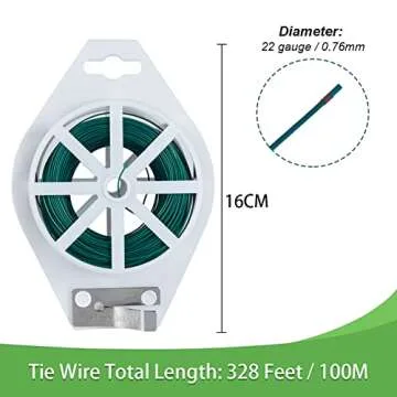 Tenn Well Green Floral Wire, 328 Feet 22 Gauge Soft Craft Florist Wire with Built-in Cutter for Flower Arrangements, Wreath Making, Christmas Ornaments, Gardening, Crafts