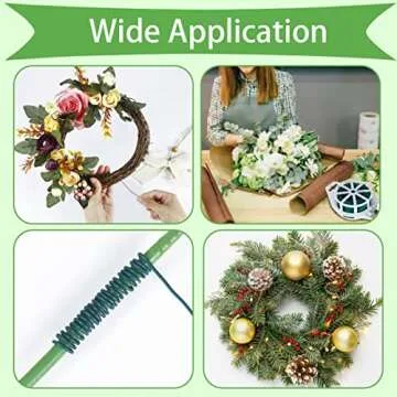 Tenn Well Green Floral Wire, 328 Feet 22 Gauge Soft Craft Florist Wire with Built-in Cutter for Flower Arrangements, Wreath Making, Christmas Ornaments, Gardening, Crafts