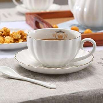 Heasa Porcelain British Royal Series Singel Tea Coffee Cup with Saucer, 8 Ounce Cappuccino cup, Latte cup, Expresso Mug(White for one)