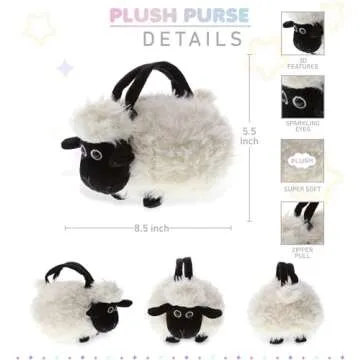 DolliBu Cute Black Nose Sheep Plush Handbag - Soft Children's Purse for Fun & Imaginative Play