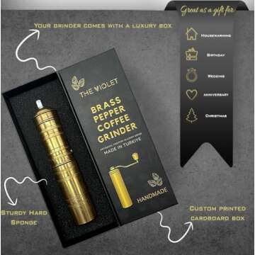 Handmade Brass 9 Inch Manual Coffee Grinder Large Pepper Mill With Handle Proper For Fresh Coffee Be...