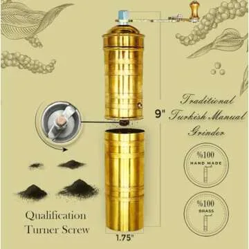 Handmade Brass Coffee Grinder Large Pepper Mill