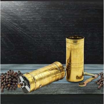 Handmade Brass 9 Inch Manual Coffee Grinder Large Pepper Mill With Handle Proper For Fresh Coffee Bean Peppercorn Grinder Brass Handle Crank With Giant Fine Refillable Grind For Flavor Turkish Style
