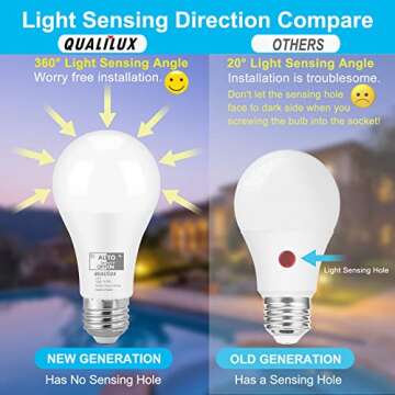 Qualilux Dusk to Dawn Light Bulbs for Outdoor Use