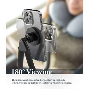 ENCASED Neck Pillow Phone Holder for iPhone - Magnetic Gooseneck Arm, Perfect for Laying in Bed/Car/Couch or Travel - Ultra Comfortable Memory Foam for Kids and Adults (Compatible with MagSafe)