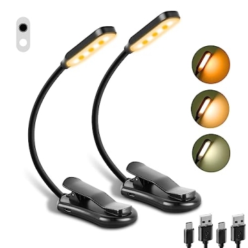 Rechargeable Book Light 2 Pack - Eye-Caring LED Reading Lamp for Night & Travel