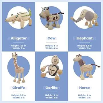TEKOR Bendable Wooden Animal Toys for Creative Play
