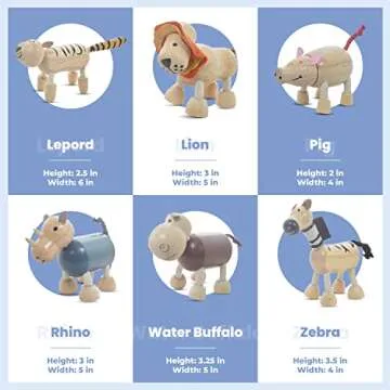 TEKOR Bendable Wooden Animal Toys for Creative Play