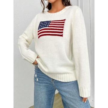 Stylish SweatyRocks Women's Flag Pattern Sweater for Casual Wear