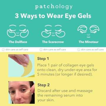 PATCHOLOGY Eye Mask, Brightening Under Eye Patches for Puffy Eyes and Dark Circles, Vitamin C Serum, Dark Circles Under Eye Treatment, Hydrating Eye Patches for women and men (5 Pairs)