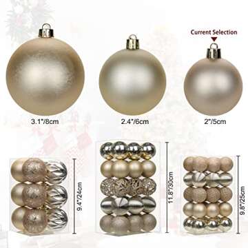 30PCS 2" Christmas Ball Ornaments Shatterproof Champagne Christmas Tree Decorations Xmas Tree Balls Halloween Ornaments Décor