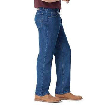 Wrangler Authentics Men's Classic 5-Pocket Relaxed Fit Cotton Jean, Dark Stonewash, 38W x 32L