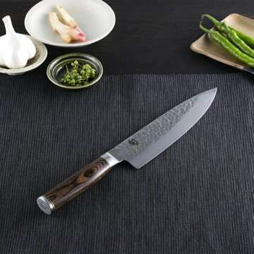 Shun Premier 8" Chef's Knife, Handcrafted Japanese Kitchen Knife for Professional and Home Chefs, VG...