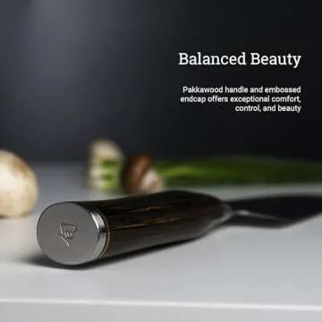 Shun Premier 8" Chef's Knife, Handcrafted Japanese Kitchen Knife for Professional and Home Chefs, VG-MAX Core with Damascus Stainless Steel Cladding, Pakkawood Handle