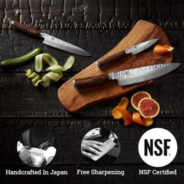 Shun Premier 8" Chef's Knife, Handcrafted Japanese Kitchen Knife for Professional and Home Chefs, VG-MAX Core with Damascus Stainless Steel Cladding, Pakkawood Handle