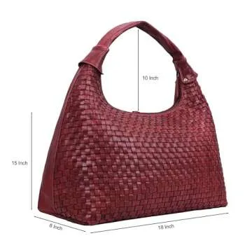 ANTONIO VALERIA Gift For Women Addison Braided Red Leather Tote Bag for Women