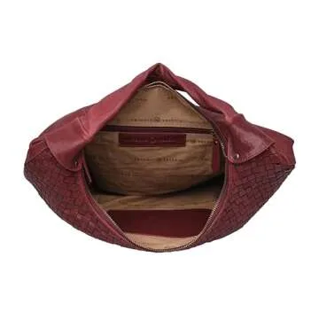 ANTONIO VALERIA Gift For Women Addison Braided Red Leather Tote Bag for Women