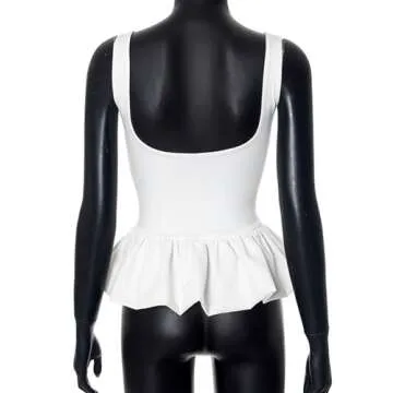 Yimoon Ruffle Backless Crop Tank Top for Summer Wear