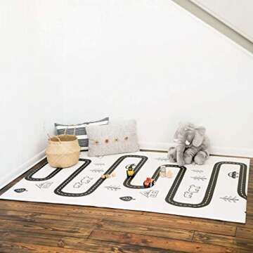 Baby Care Play Mat (Medium, Nordic Trails - Morning Fog Arrows) 73’’ x 49’’ Original One-Piece Reversible Rollable Waterproof Play Mat for Infants, Babies, Toddler, and Kids