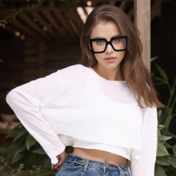 Fashionable hoyuwak Oversized Square Blue Light Glasses
