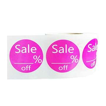 1.5 Inch Pink Sale % Off Round Sticker Labels - 500 Labels/Roll
