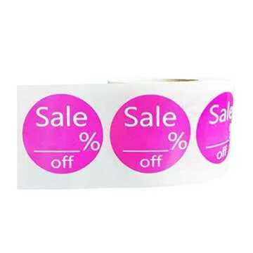 1.5 Inch Pink Sale % Off Round Sticker Labels - 500 Labels/Roll