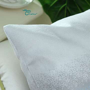 CaliTime Pack of 2 Cozy Fleece Throw Pillow Cases Covers for Couch Bed Sofa Farmhouse Modern Gradient Ombre Rainbow Stripes 18 X 18 Inches Gray to Teal