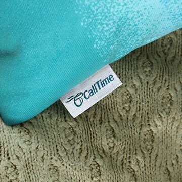 CaliTime Pack of 2 Cozy Fleece Throw Pillow Cases Covers for Couch Bed Sofa Farmhouse Modern Gradient Ombre Rainbow Stripes 18 X 18 Inches Gray to Teal