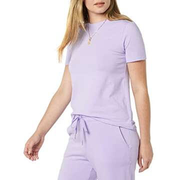 Amazon Essentials Women's Perfect Short-Sleeve T-Shirt (Available in Plus Size) (Previously Amazon Aware), Purple, Large