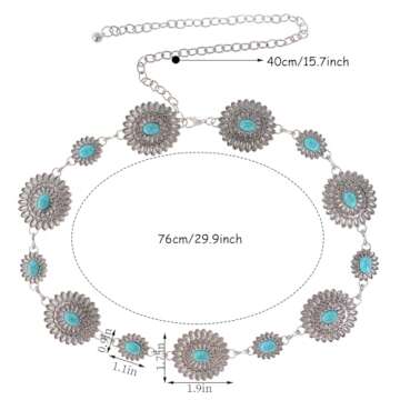 Adjustable Topbuti Western Concho Chain Belt - Stylish Boho Accessory for Women