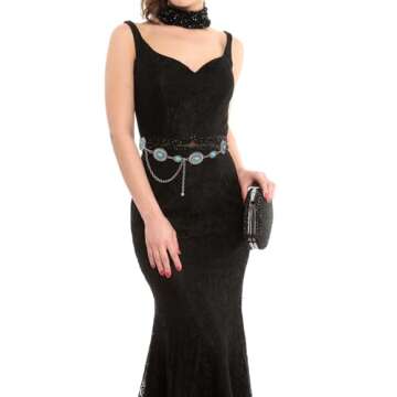 Western Oval Concho Chain Belt by Topbuti for Women