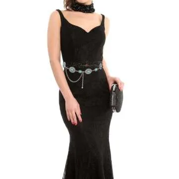 Western Oval Concho Chain Belt by Topbuti for Women