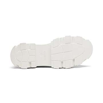 DREAM PAIRS Women's DMB215 Combat Boots Lace up Mid Calf Boots Low Heel Chunky Platform Riding Boots, White, Size 7