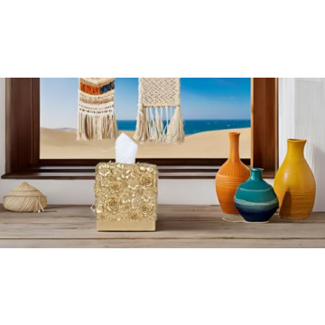 Hymmah Modern Square Tissue Box Cover Elegant Home Decor