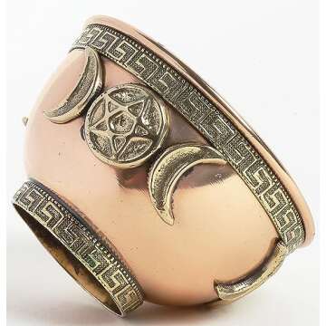 Indian Consigners Small Altar Witchcraft Serving, Offering or Smudging Bowl (Triple Moon Bowl)