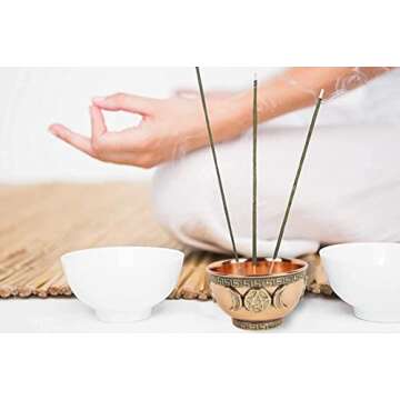 Indian Consigners Small Altar Witchcraft Serving, Offering or Smudging Bowl (Triple Moon Bowl)