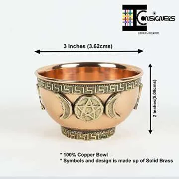 Indian Consigners Small Altar Witchcraft Serving, Offering or Smudging Bowl (Triple Moon Bowl)