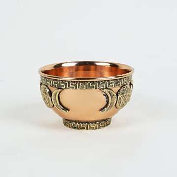 Indian Consigners Small Altar Witchcraft Serving, Offering or Smudging Bowl (Triple Moon Bowl)