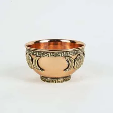 Indian Consigners Small Altar Witchcraft Serving, Offering or Smudging Bowl (Triple Moon Bowl)