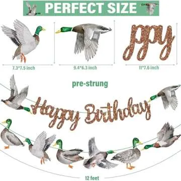 Mallard Duck Happy Birthday Banners Duck Hunting Birthday Decorations Mallard Duck Birthday Party Banner Hunting Theme Birthday Decor for Lucky Duck Baby Shower Supplies