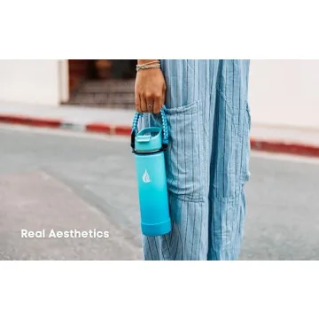 HYDRO CELL Stainless Steel Insulated Water Bottle with Straw - For Cold & Hot Drinks - Metal Vacuum Flask with Screw Cap and Modern Leakproof Sport Thermos for Kids & Adults (Sky/Blue 24oz)